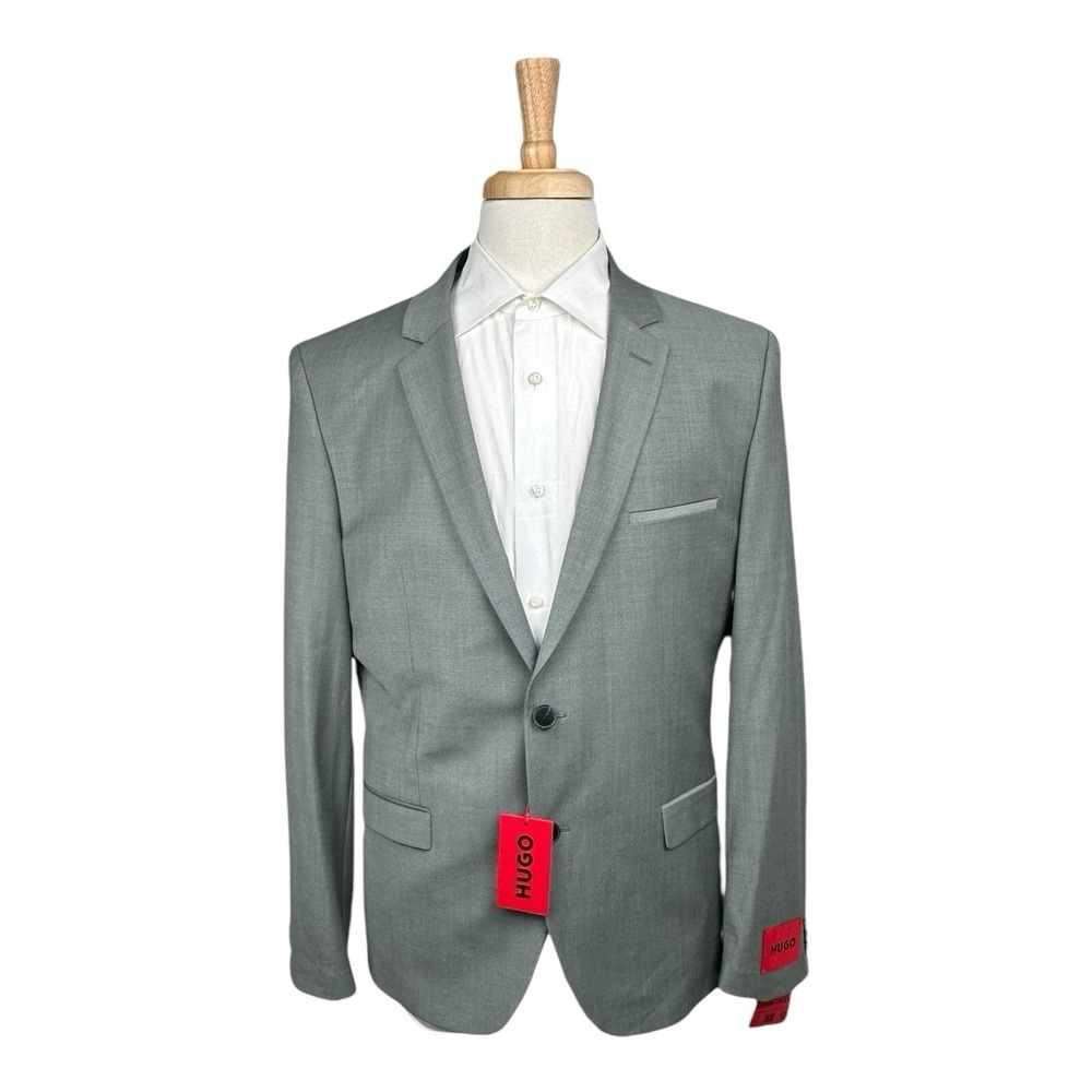 Hugo Boss Gray Hesten 232X Extra Slim Fit Flex Wool Suit 34R NWT